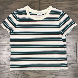 Aritzia Striped Short Sleeve Tee - Cream, Green, Red, Black